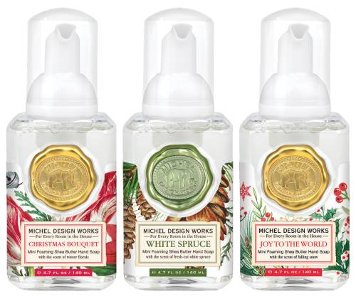 Mini Foaming Hand Soap Set - Christmas Bouquet, White Spruce, Joy To The World by Michel Design Works