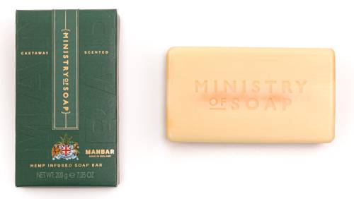 Manbar Castaway packaging and soap bar