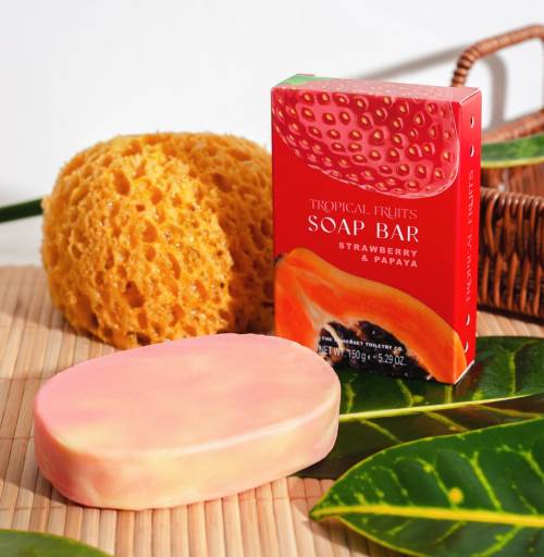 Tropical Fruits Strawberry and Papaya Soap Bar by The Somerset Toiletry Company