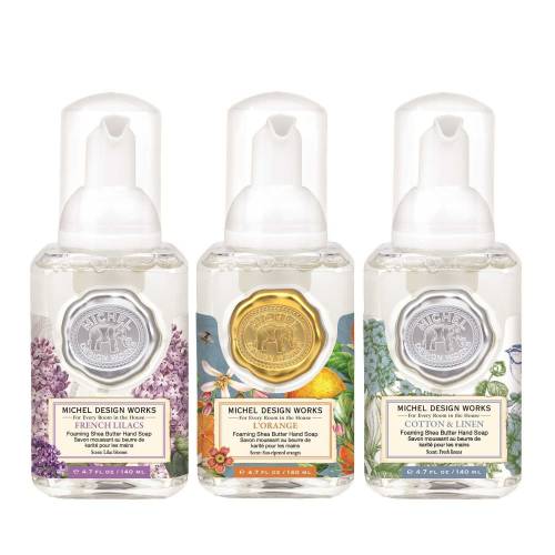 Mini Foaming Hand Soap Set - Cotton Linen, French Lilacs and L'Orange by Michel Design Works