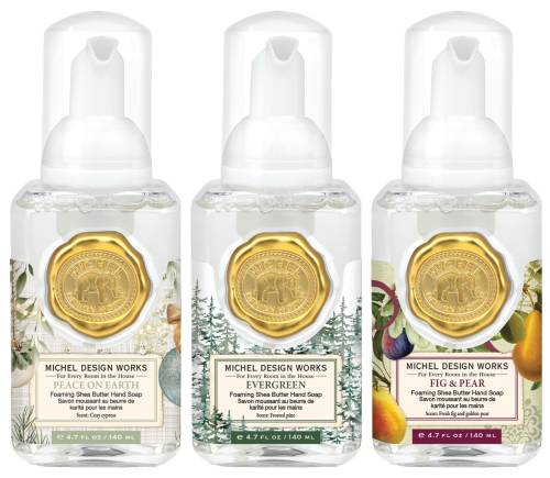 Mini Foaming Hand Soap Set - Peace On Earth, Evergreen, Fig & Pear by Michel Design Works